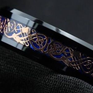 Black Tungsten Ring Rose Gold Celtic